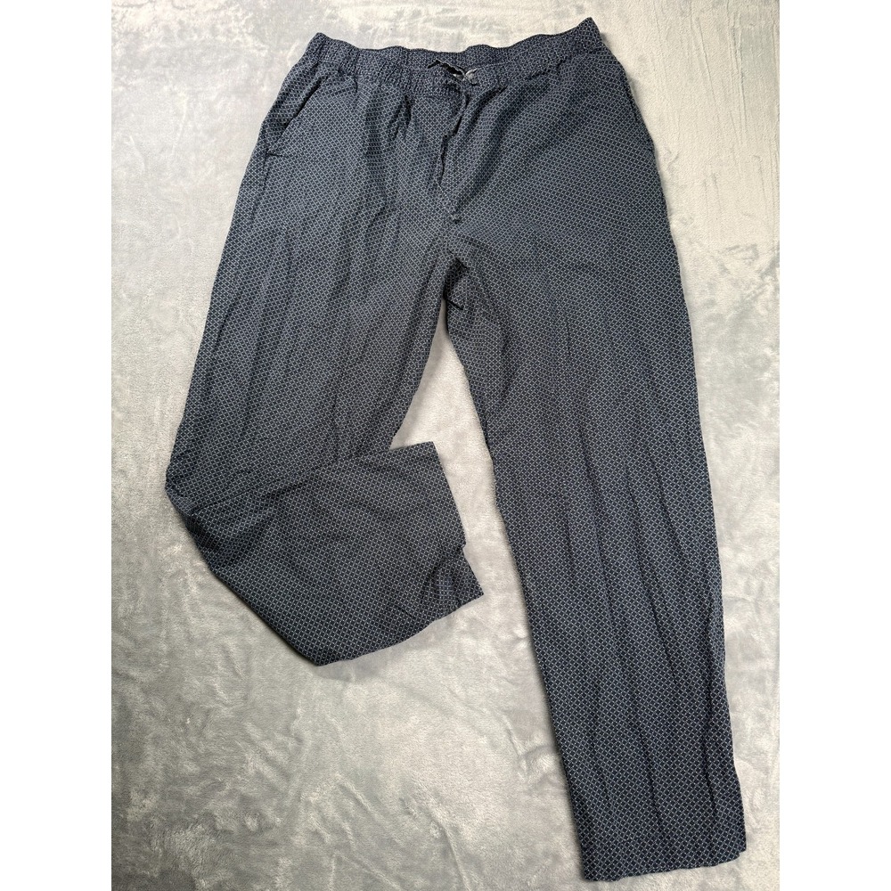 Banana Republic Pants Womens Large Black Geometric Print High Waist Drawstring